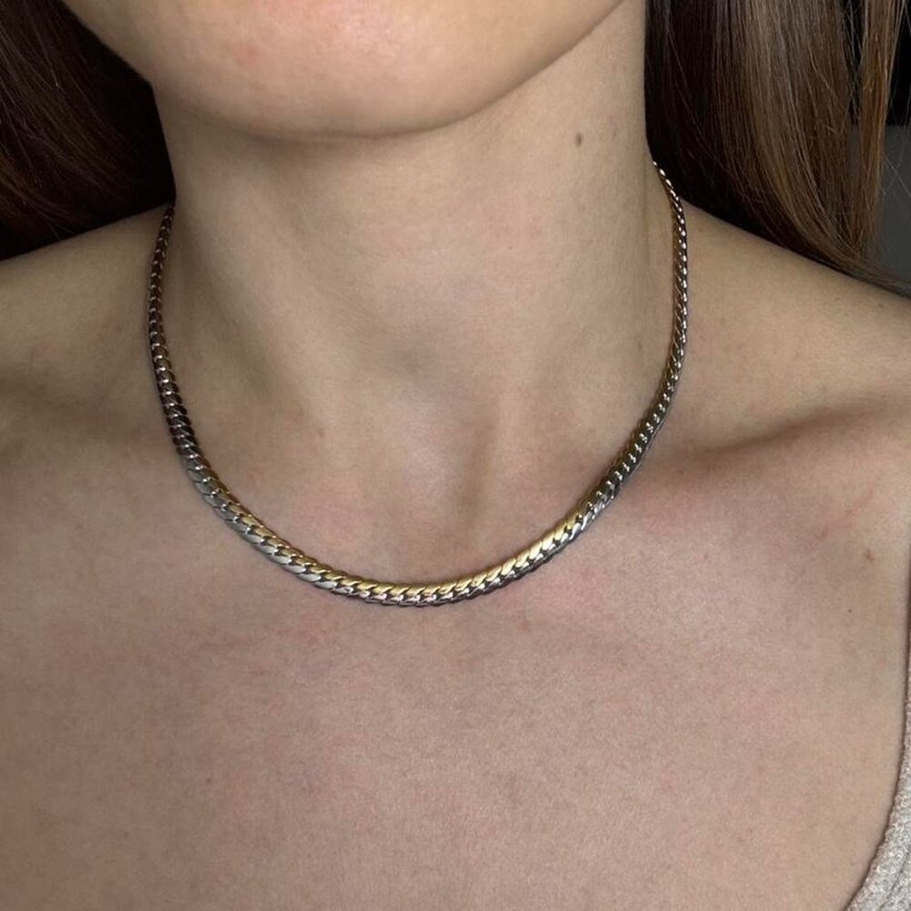 The Hailey Delicate stainless steel silver and Gold Necklace dainty two tone